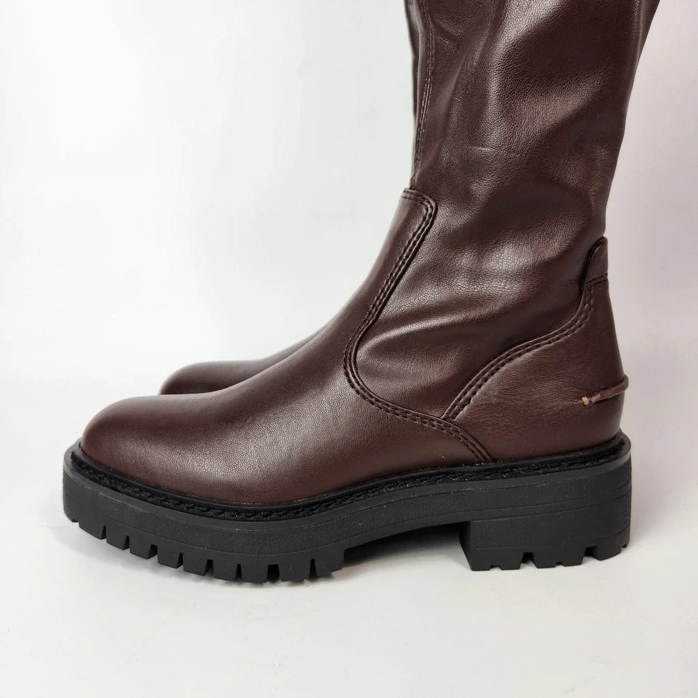 Franco Sarto Boots Womens 5.5 Chunky Lug Sole Over The Knee Boho Academia Preppy